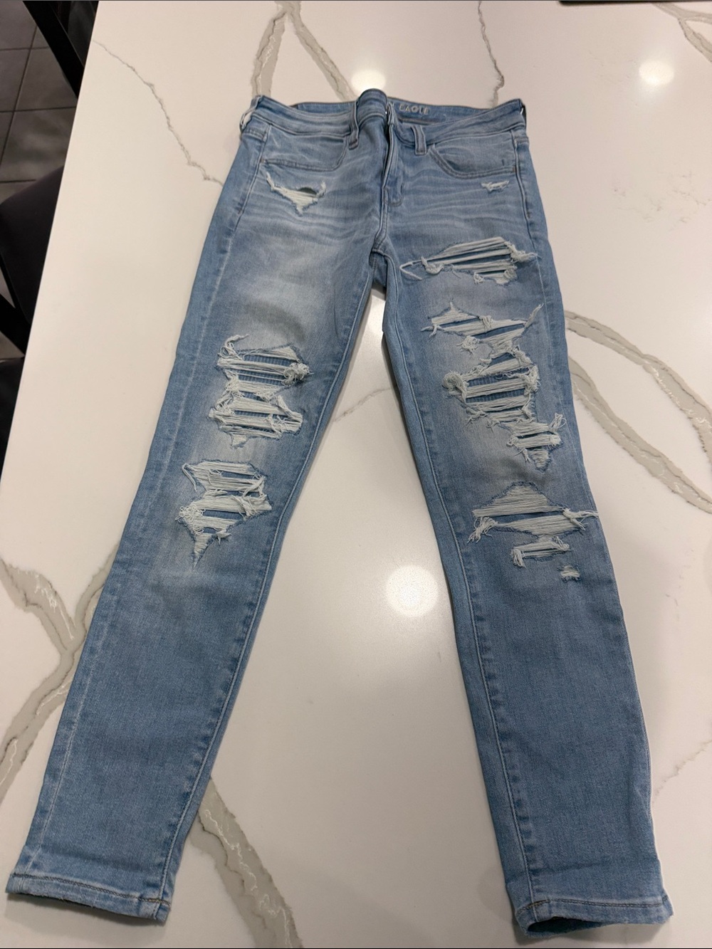 American Eagle Outfitters Light Blue Ripped Skinny Jeans